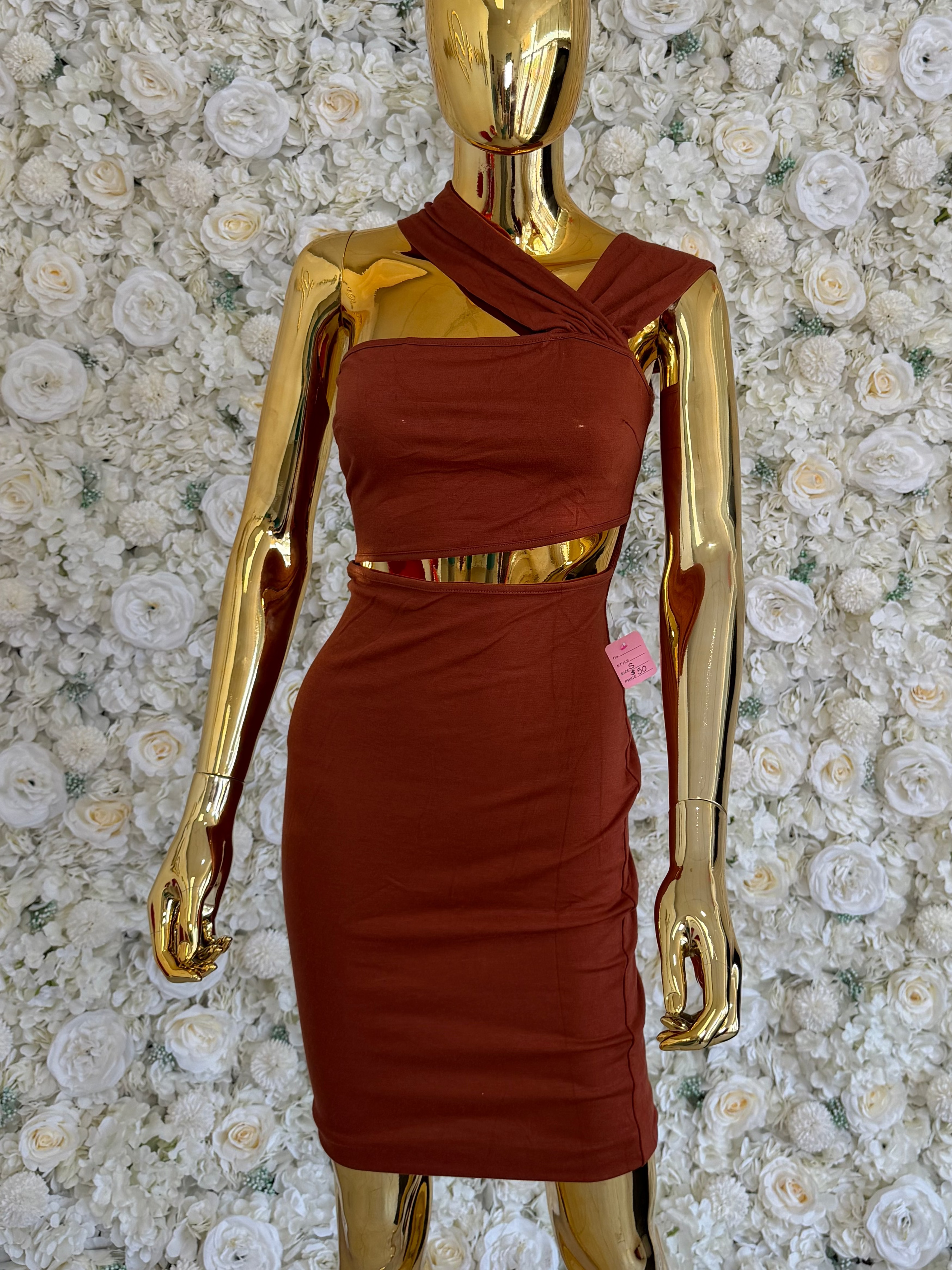 Coffee Cut Out Dress